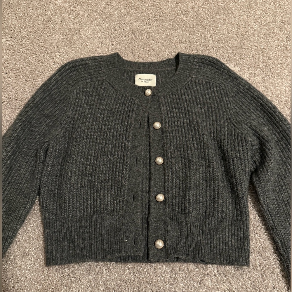 Abercrombie & Fitch Charcoal Button-Up Cardigan